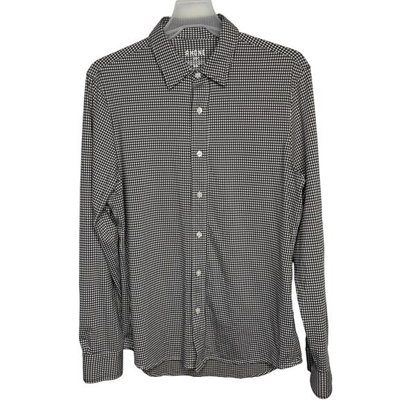 Rhone Brown Gingham Casual Button Down stretch commuter Shirt Slim Fit size M - Picture 10 of 11